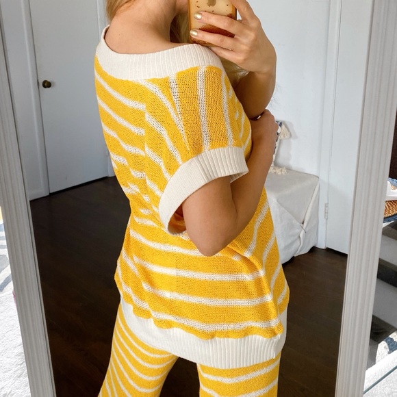 ☀️ ZARA BOHO YELLOW WHITE STRIPE VNECK SHEER LOOSE FIT TOP! - Picture 6 of 16